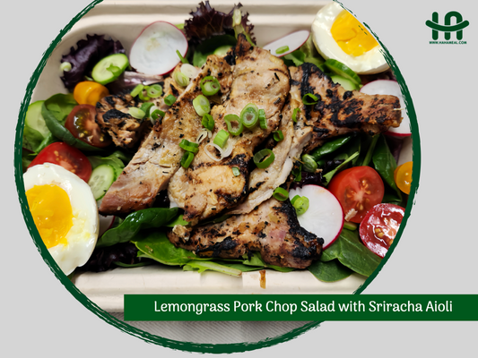 Lemongrass Pork Chop Salad with Sriracha Aioli